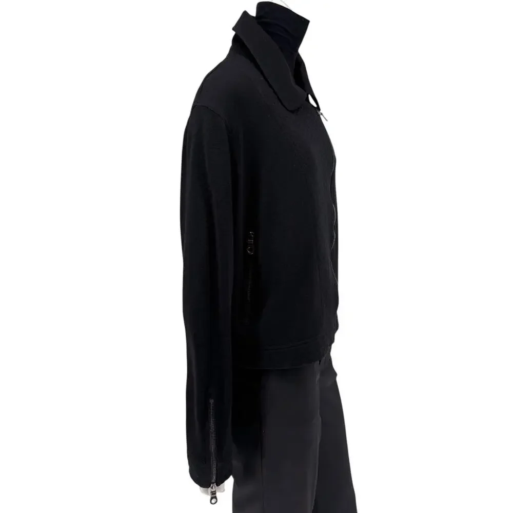 Chanel Black Quilted Wool Moto Zip Jacket – Size 46